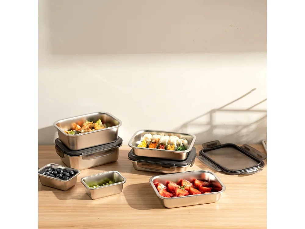 7 boîtes rectangulaires inox