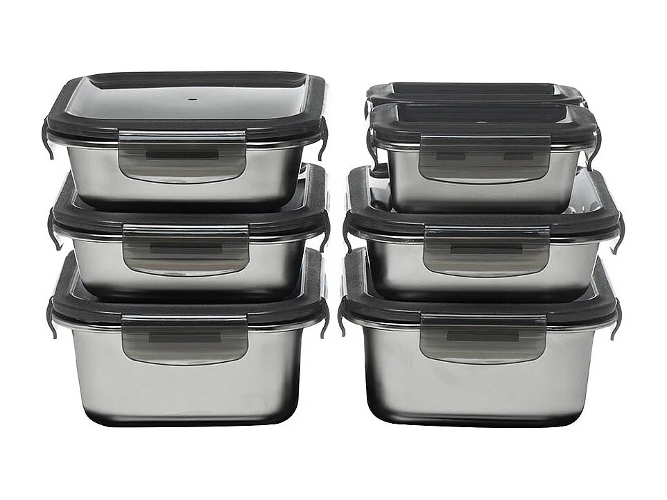 7 boîtes rectangulaires inox