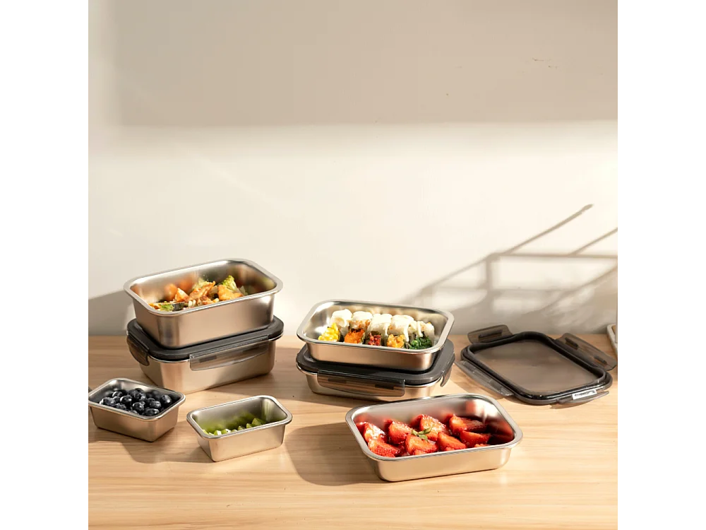 7 boîtes rectangulaires inox