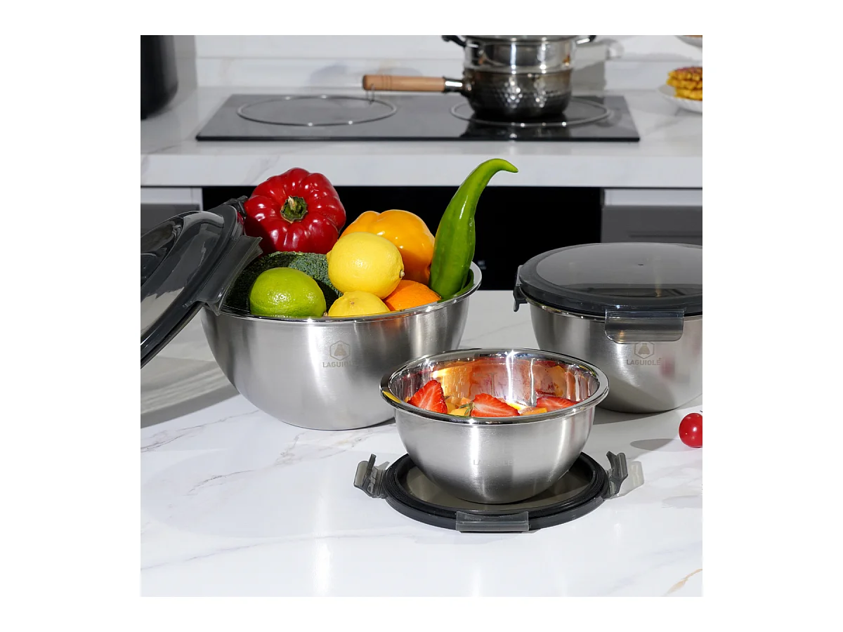 Set de 3 bols inox 20/24/28cm - "Pique-nique"