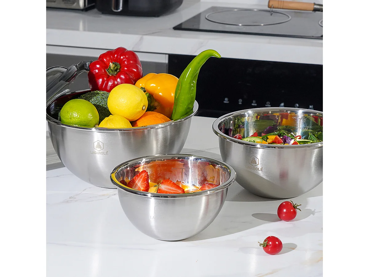 Set de 3 bols inox 20/24/28cm - "Pique-nique"