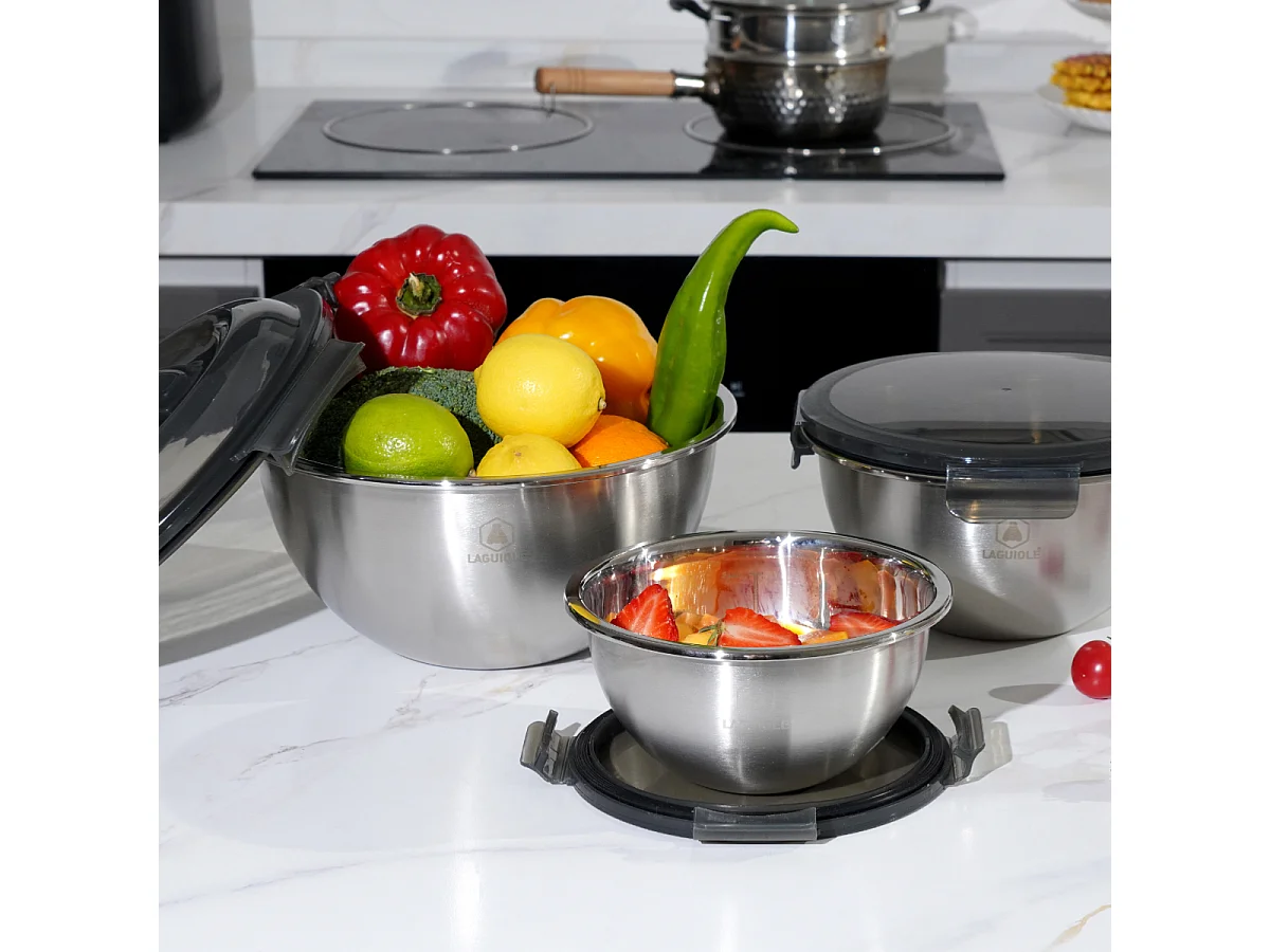 Set de 3 bols inox 20/24/28cm - "Pique-nique"