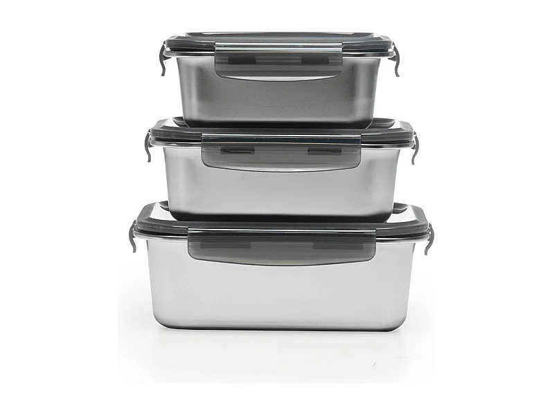 3 boîtes rectangulaires inox