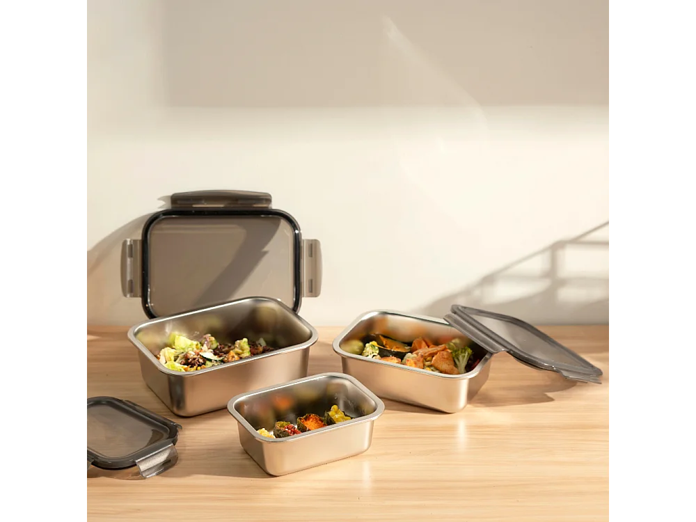 3 boîtes rectangulaires inox