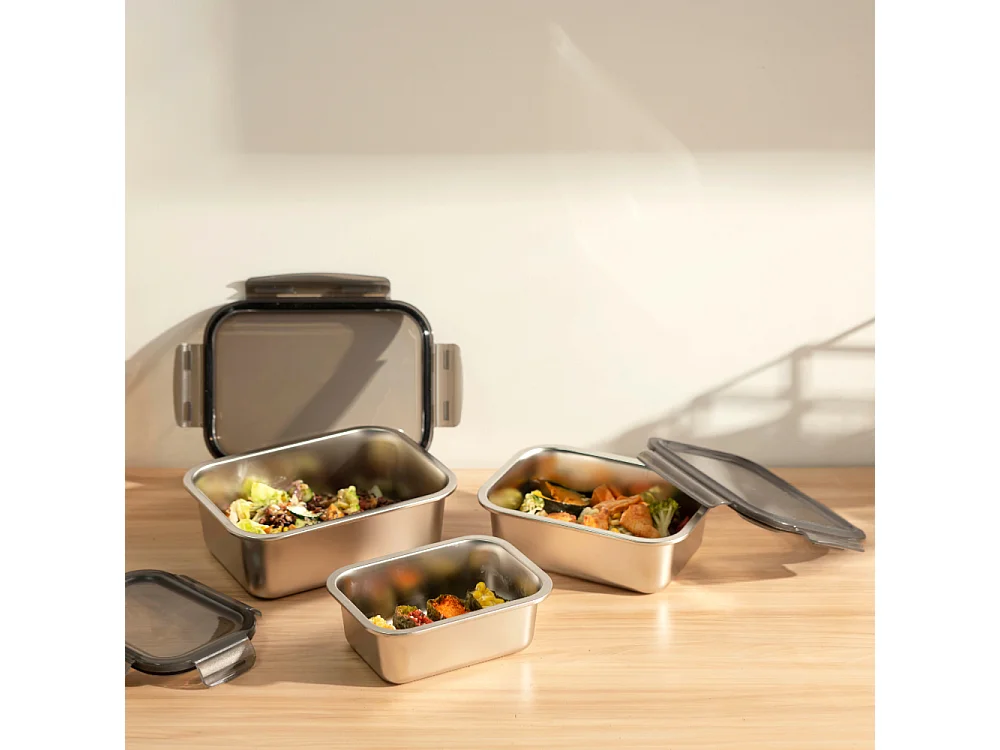 3 boîtes rectangulaires inox