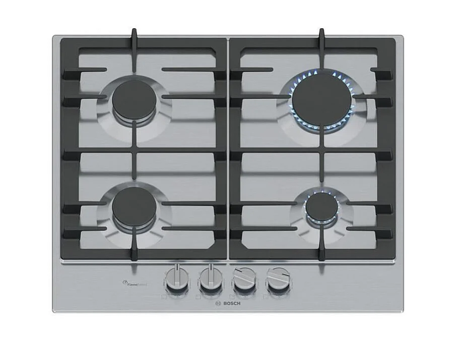 Table de cuisson a gaz - BOSCH Série 6 - 4 foyers - 52 x 58,2 x 4,5 cm - PCP6A5I90 - Inox