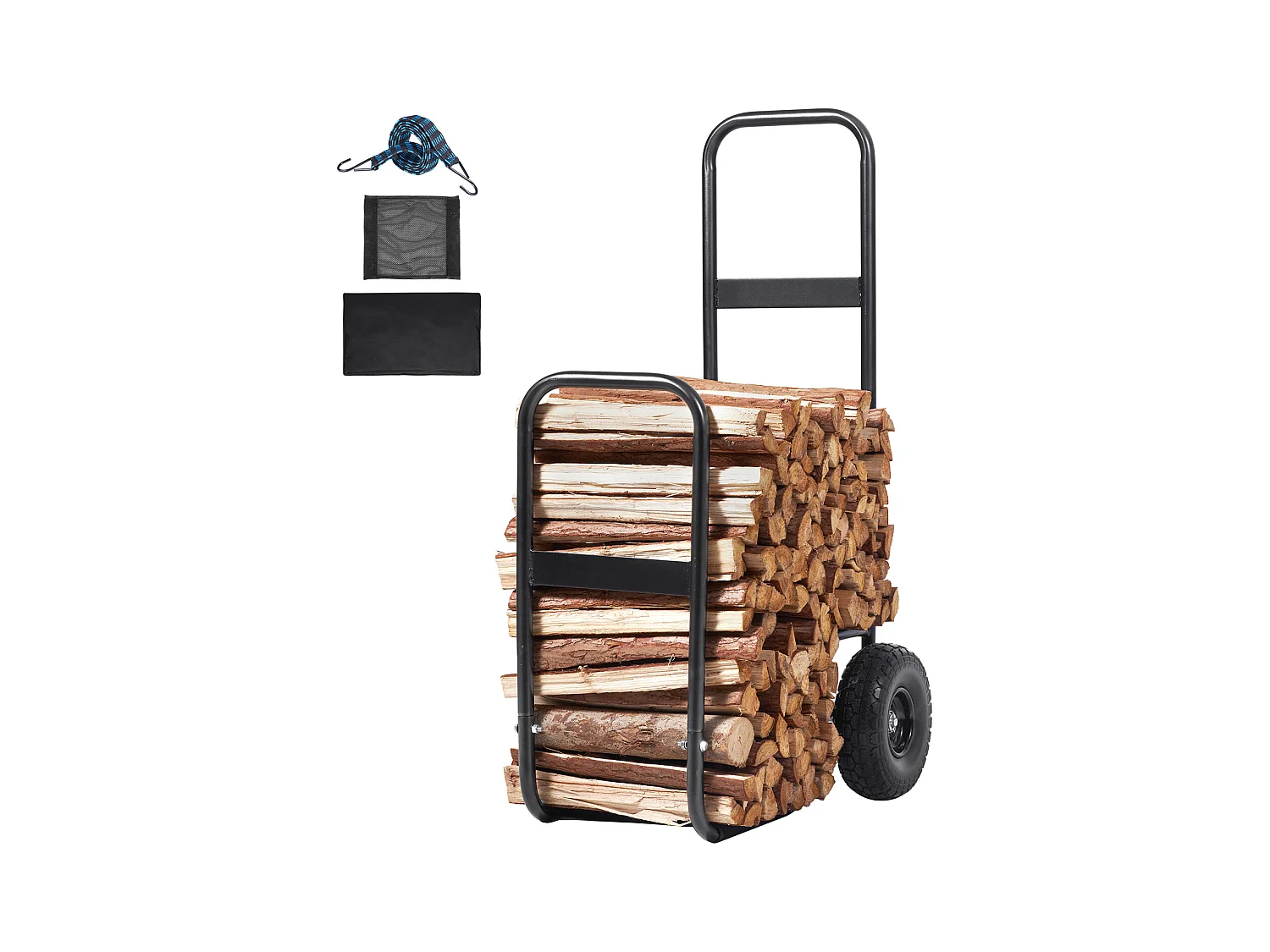 Carrello per Legna da Ardere SucceBuy, Capacità 113,4 kg, Carrello per Legna con Ruote in PU, Carrello