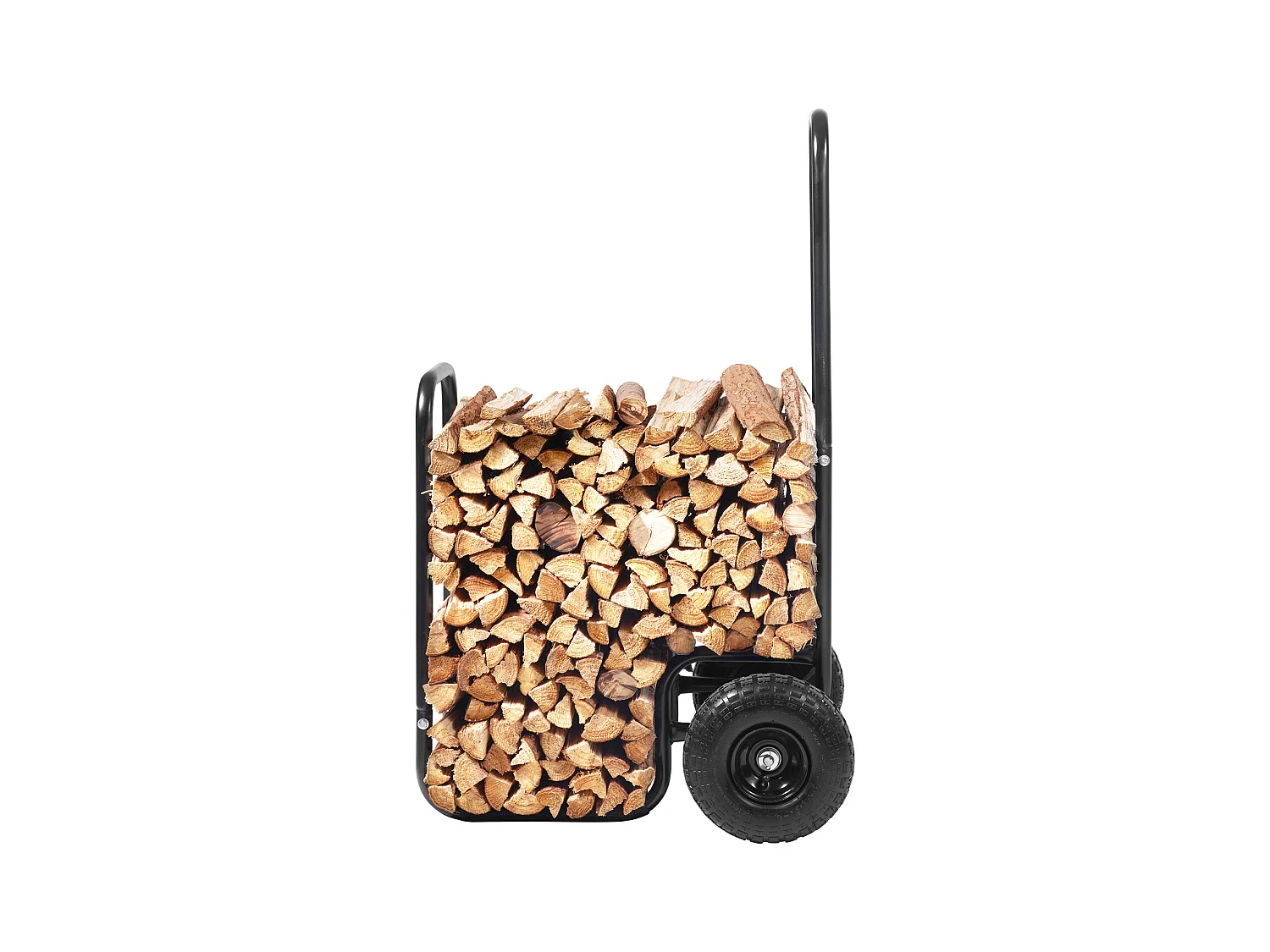 Chariot à Bûches, SucceBuy Chariot à Bois de Chauffage en Acier de 113 kg, Intérieur/Extérieur, Roues Pneumatiques, Chariot à Bois, Porte-Cheminée/Fosse, Noir