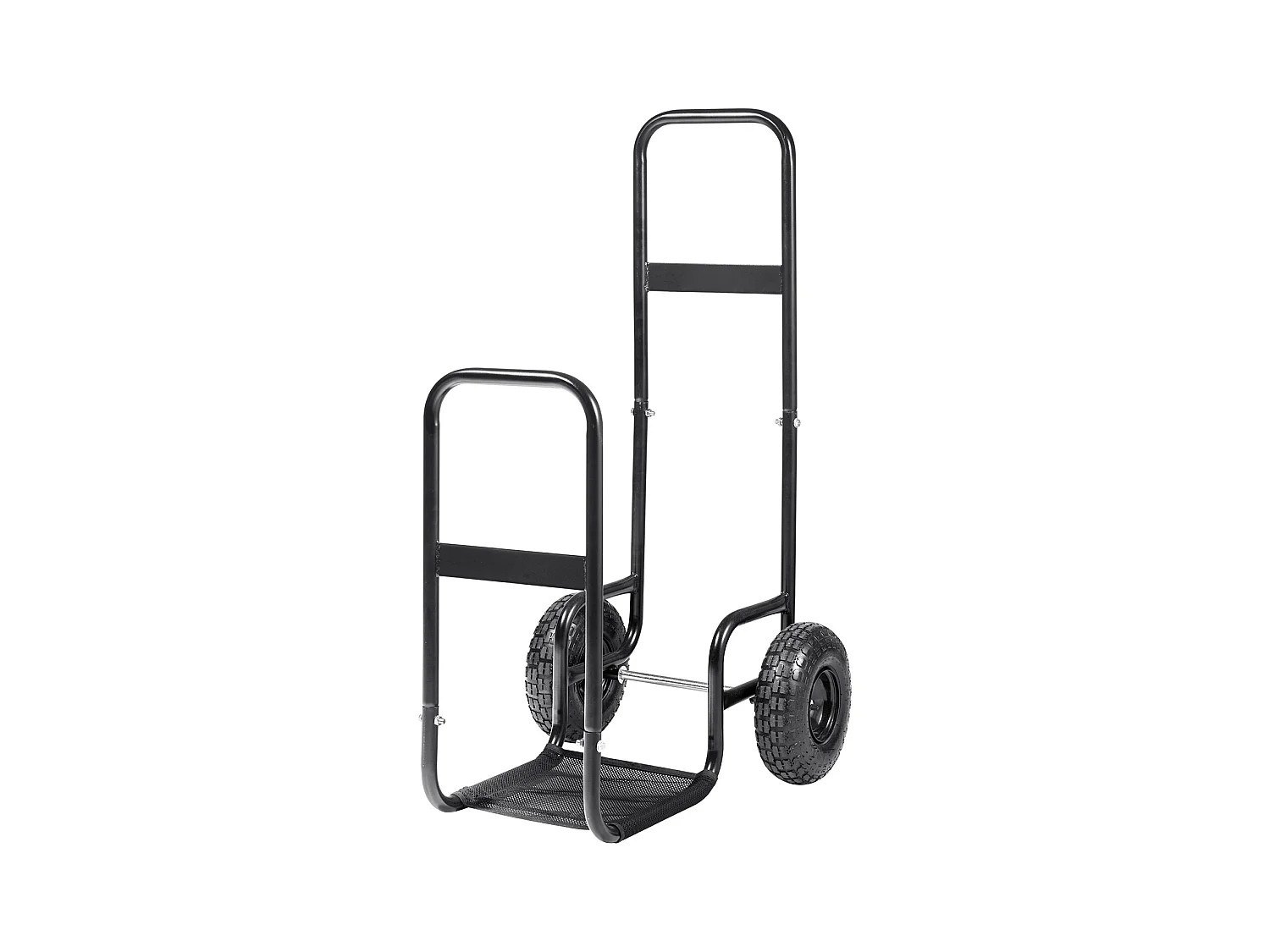 Chariot à Bûches, SucceBuy Chariot à Bois de Chauffage en Acier de 113 kg, Intérieur/Extérieur, Roues Pneumatiques, Chariot à Bois, Porte-Cheminée/Fosse, Noir