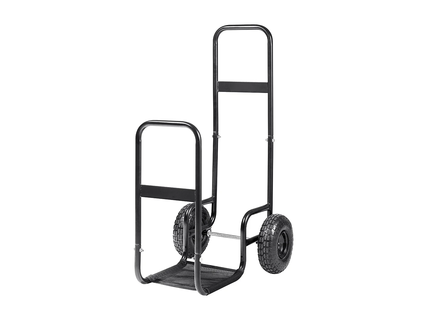 Chariot à Bûches, SucceBuy Chariot à Bois de Chauffage en Acier de 113 kg, Intérieur/Extérieur, Roues Pneumatiques, Chariot à Bois, Porte-Cheminée/Fosse, Noir