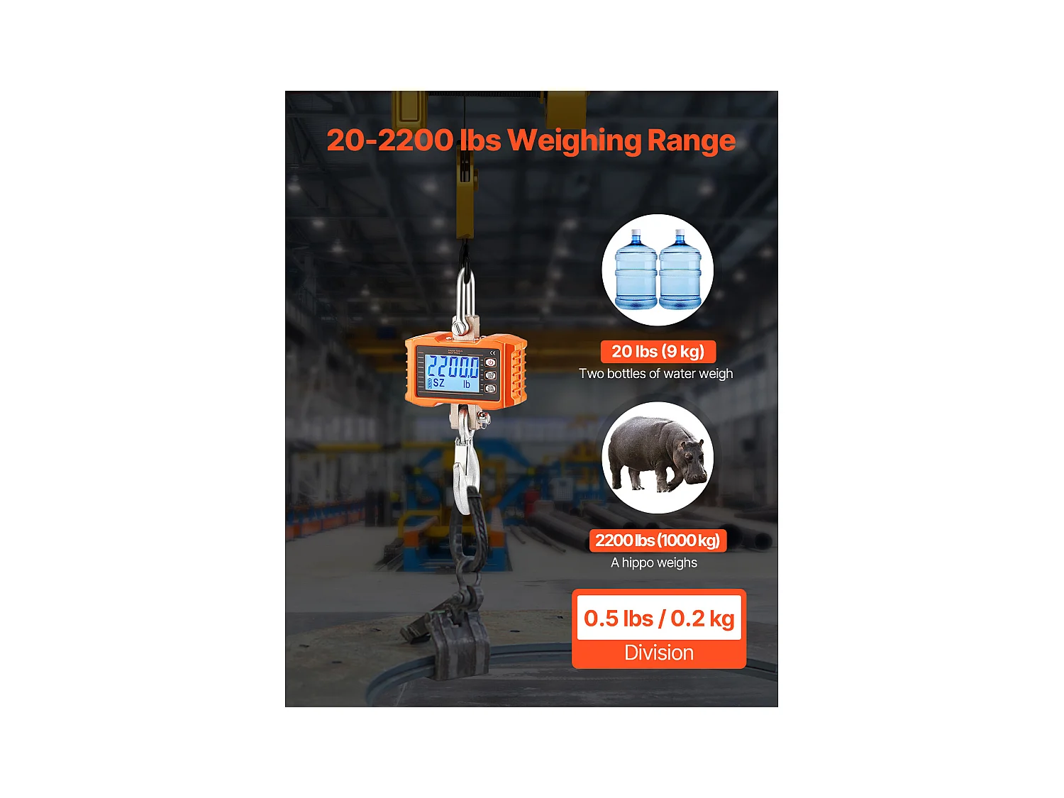 Balance Suspendue Numérique SucceBuy 1000 kg, Boîtier en Aluminium Moulé et Écran LCD, Haute Précision