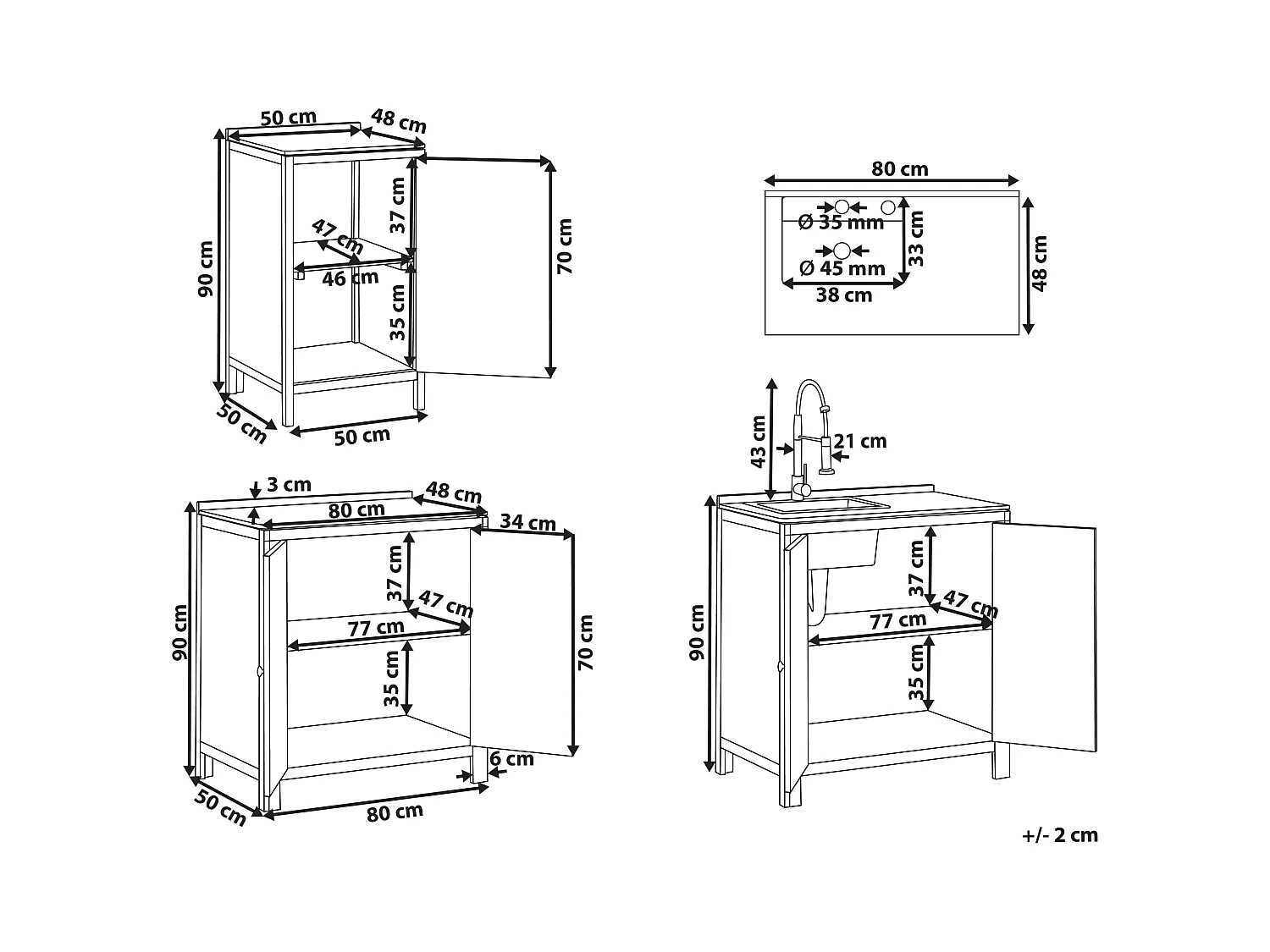 Set cucina da esterno 3 elementi con lavello VENOSA Legno d'acacia Marrone