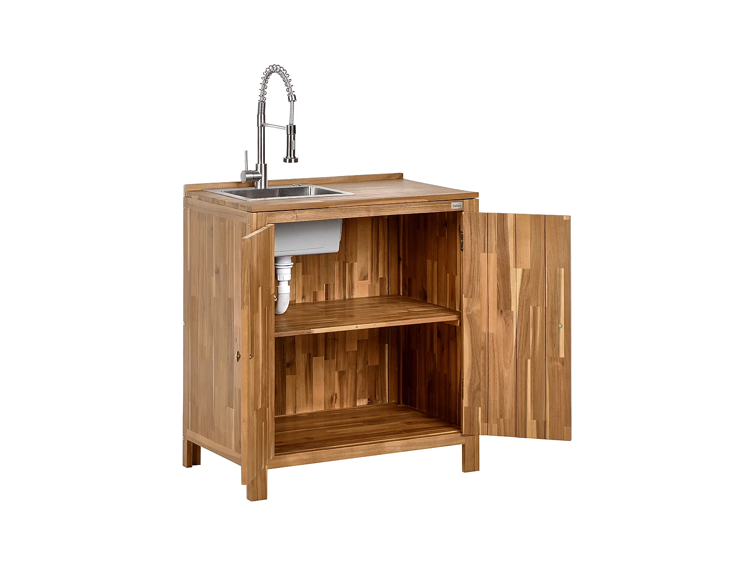 Set cucina da esterno 3 elementi con lavello VENOSA Legno d'acacia Marrone