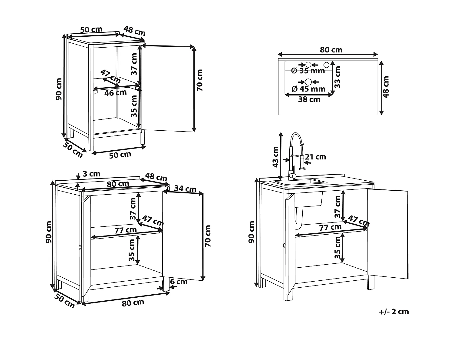 Cuisine d'extérieur 3 pièces avec évier VENOSA Acacia Marron/argenté