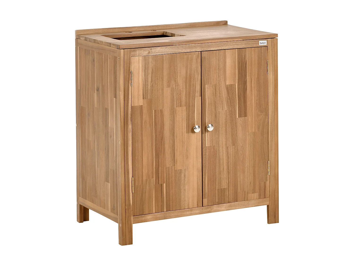 Cuisine d'extérieur 3 pièces avec évier VENOSA Acacia Marron/argenté