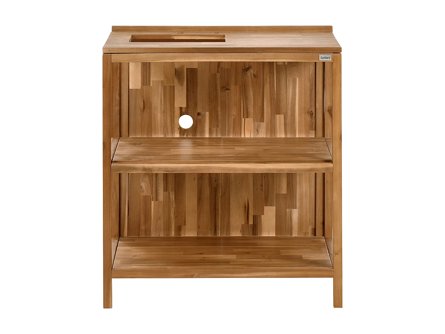 Outdoor-Kücheninsel 3-teilig Akazienholz braun/silber mit Spüle Armatur Venosa