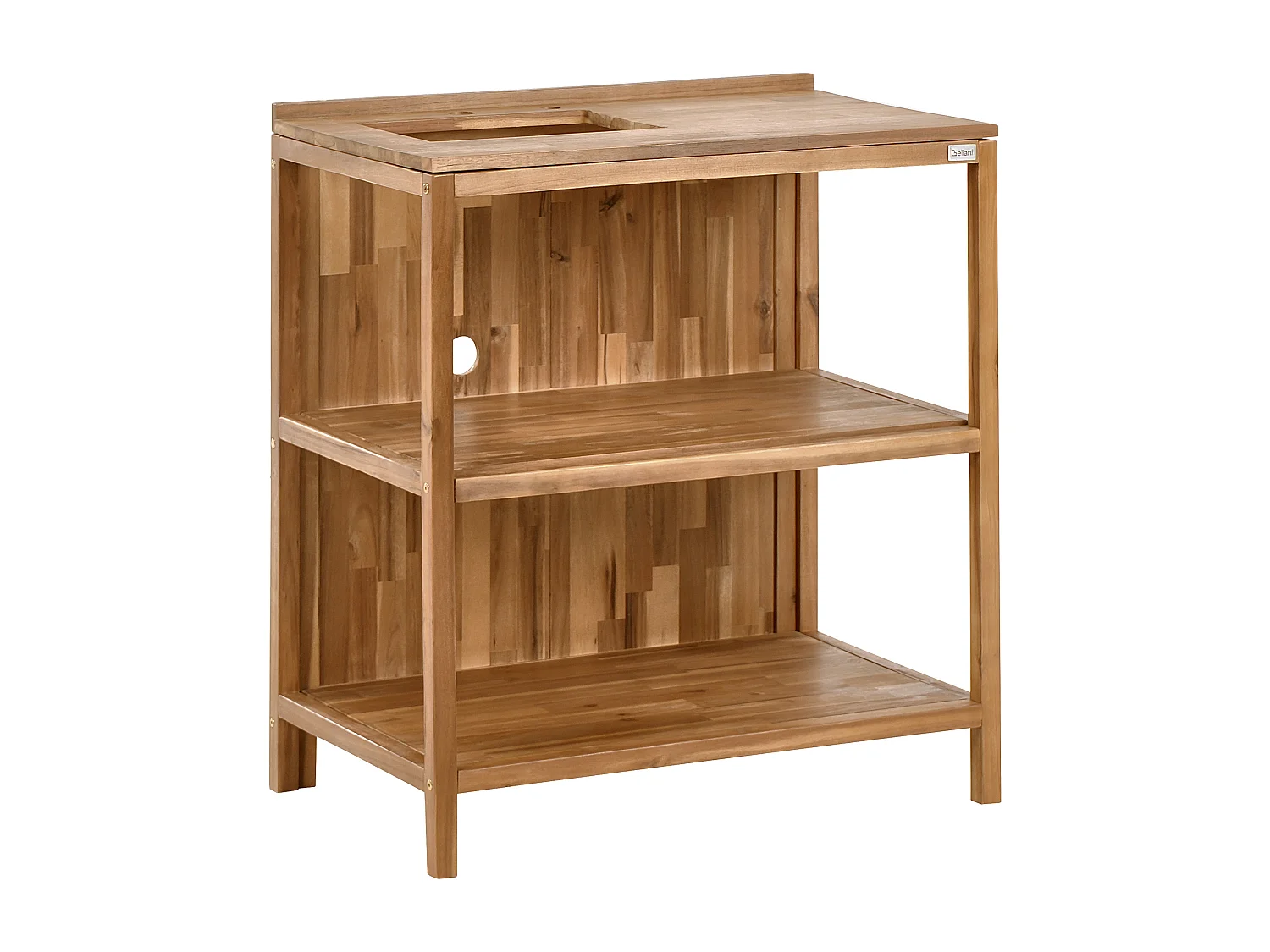 Outdoor-Kücheninsel 3-teilig Akazienholz braun/silber mit Spüle Armatur Venosa