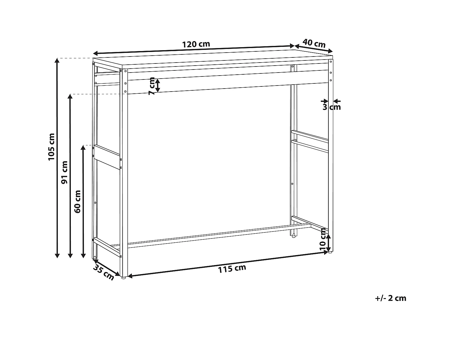 Table de bar pour l'extérieur MAENZA Noir 40 cm 120 cm Métal