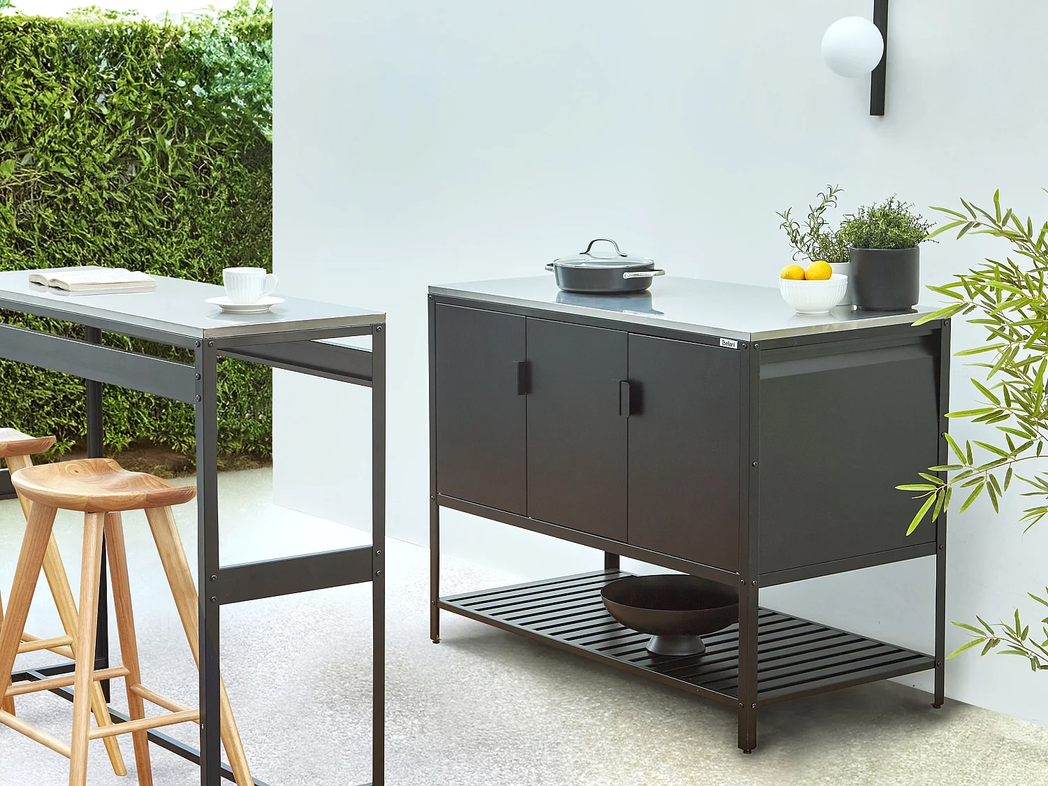 Table de bar pour l'extérieur MAENZA Noir 40 cm 120 cm Métal