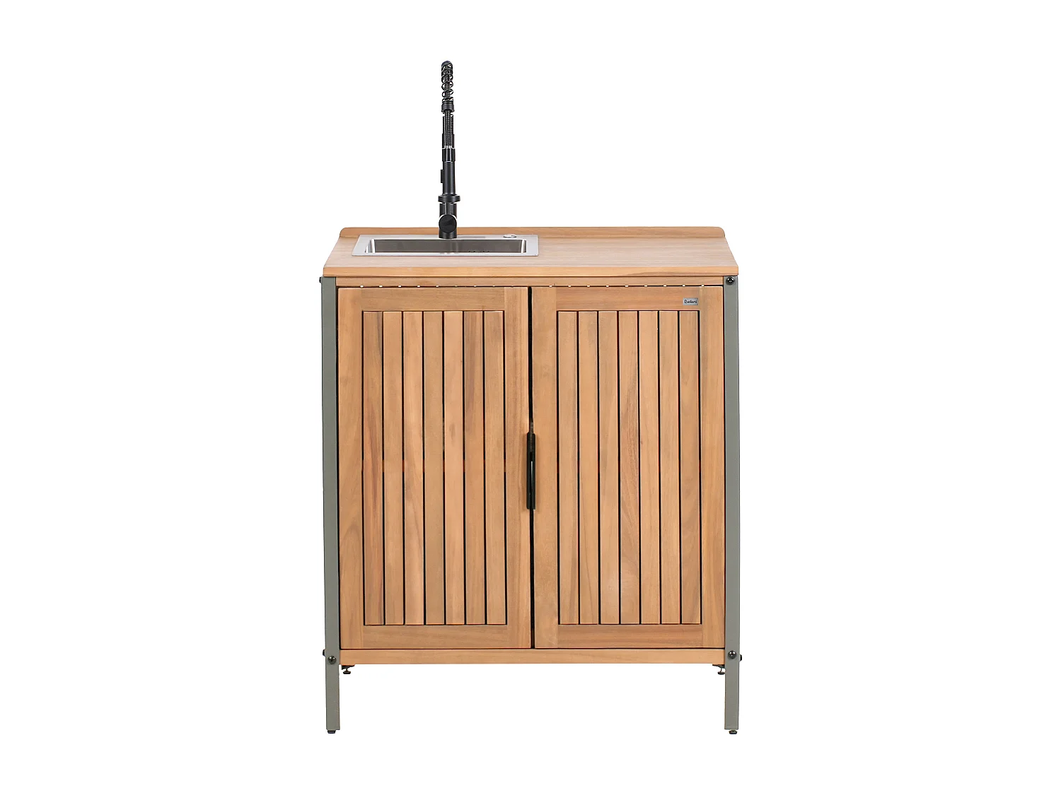 Outdoor-Küchenschrank 3-teilig zertifiziertes Holz braun/schwarz mit Spüle Ivrea