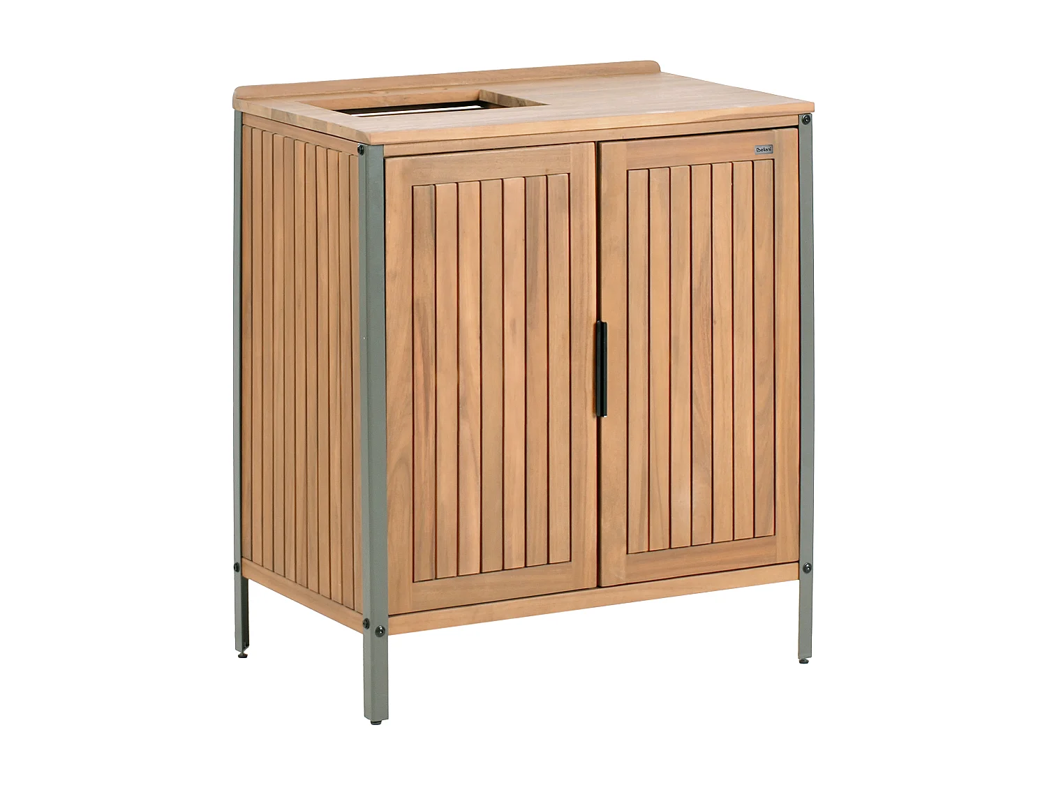 Outdoor-Küchenschrank mit Spüle IVREA zertifiziertes Akazienholz Braun / Silber