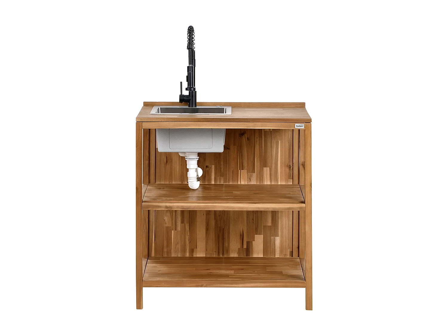 Conjunto de cozinha exterior de 3 peças com lava-louça VENOSA Madeira de acácia Castanho