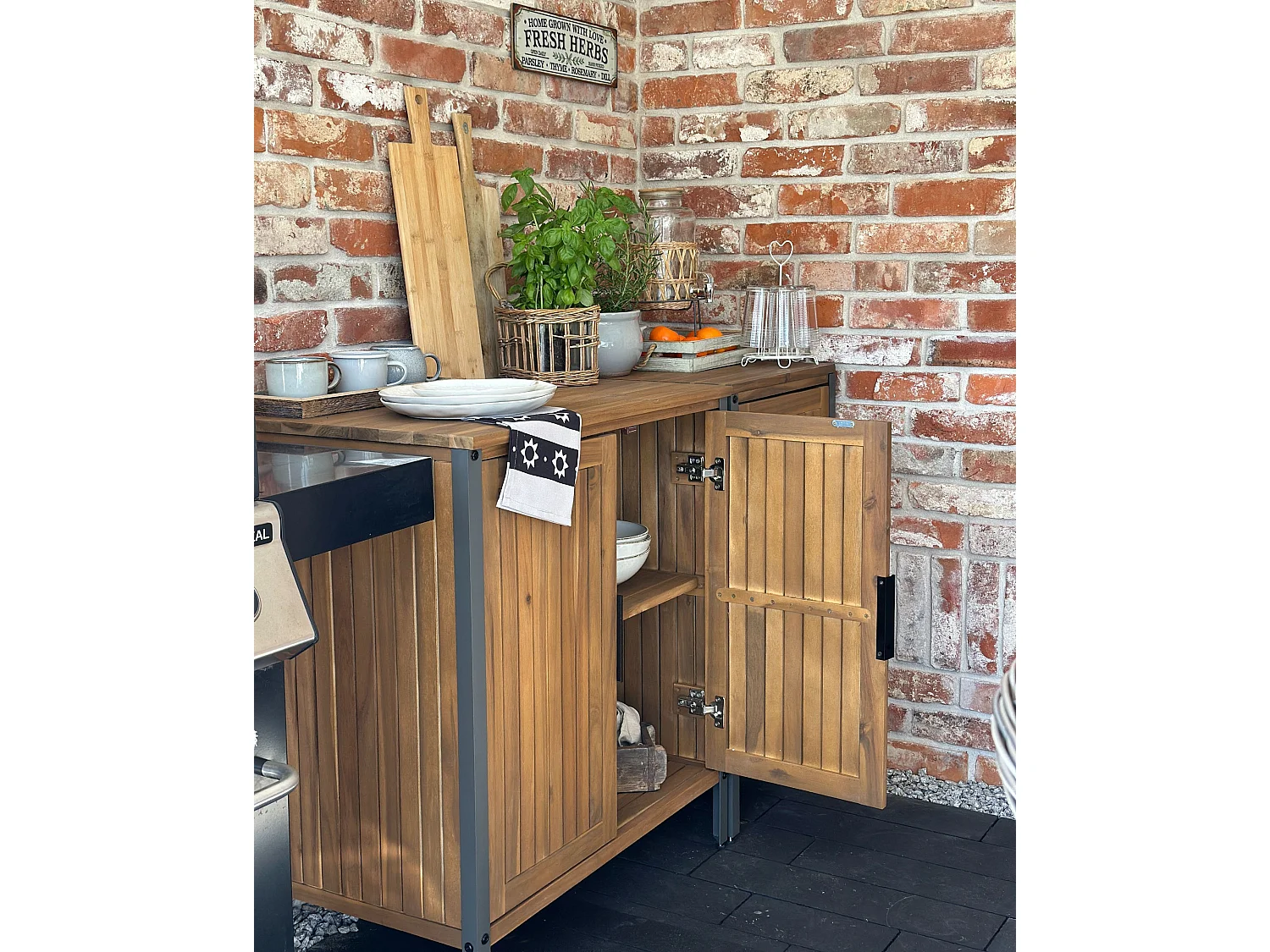 Mobile da cucina per esterni IVREA Legno di acacia certificato Marrone