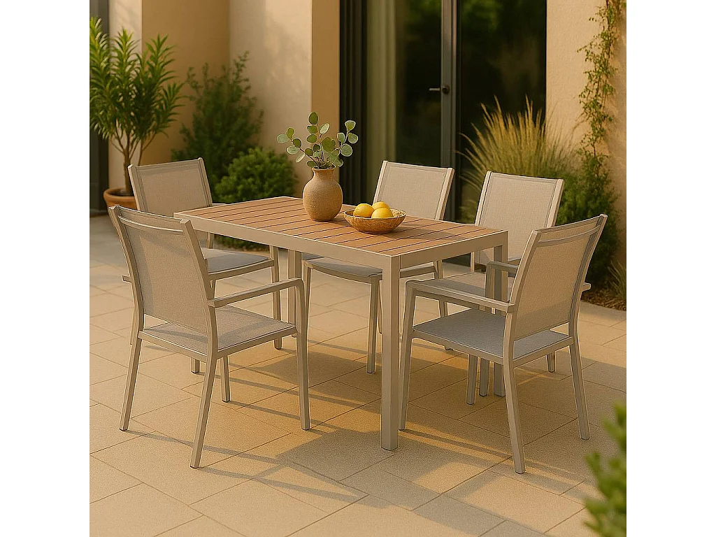 Table de jardin taupe en aluminium Ayden