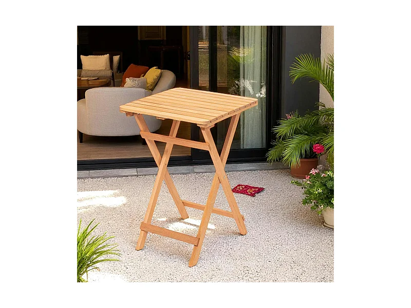 Petite table de jardin pliante en bois 60 cm SORA