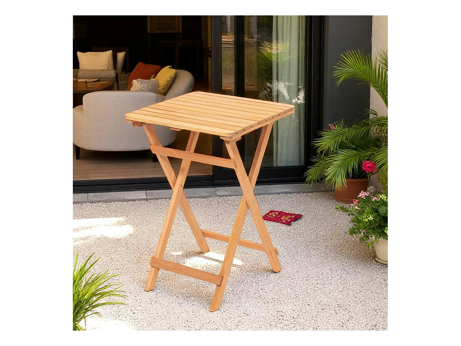 Petite table de jardin pliante en bois 60 cm SORA