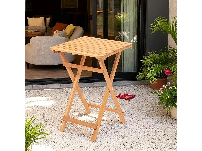 Petite table de jardin pliante en bois 60 cm SORA