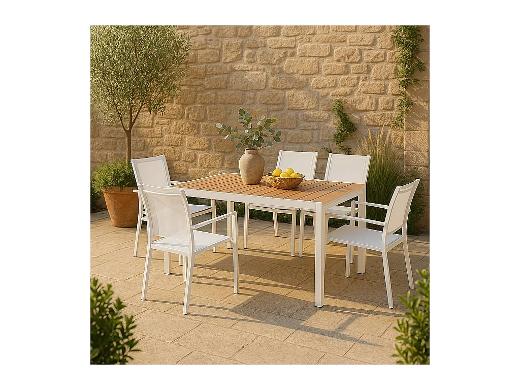Table de jardin blanche en aluminium Ayden