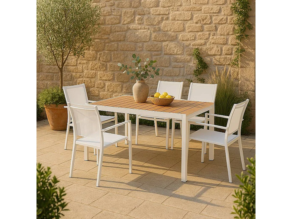 Table de jardin blanche en aluminium Ayden