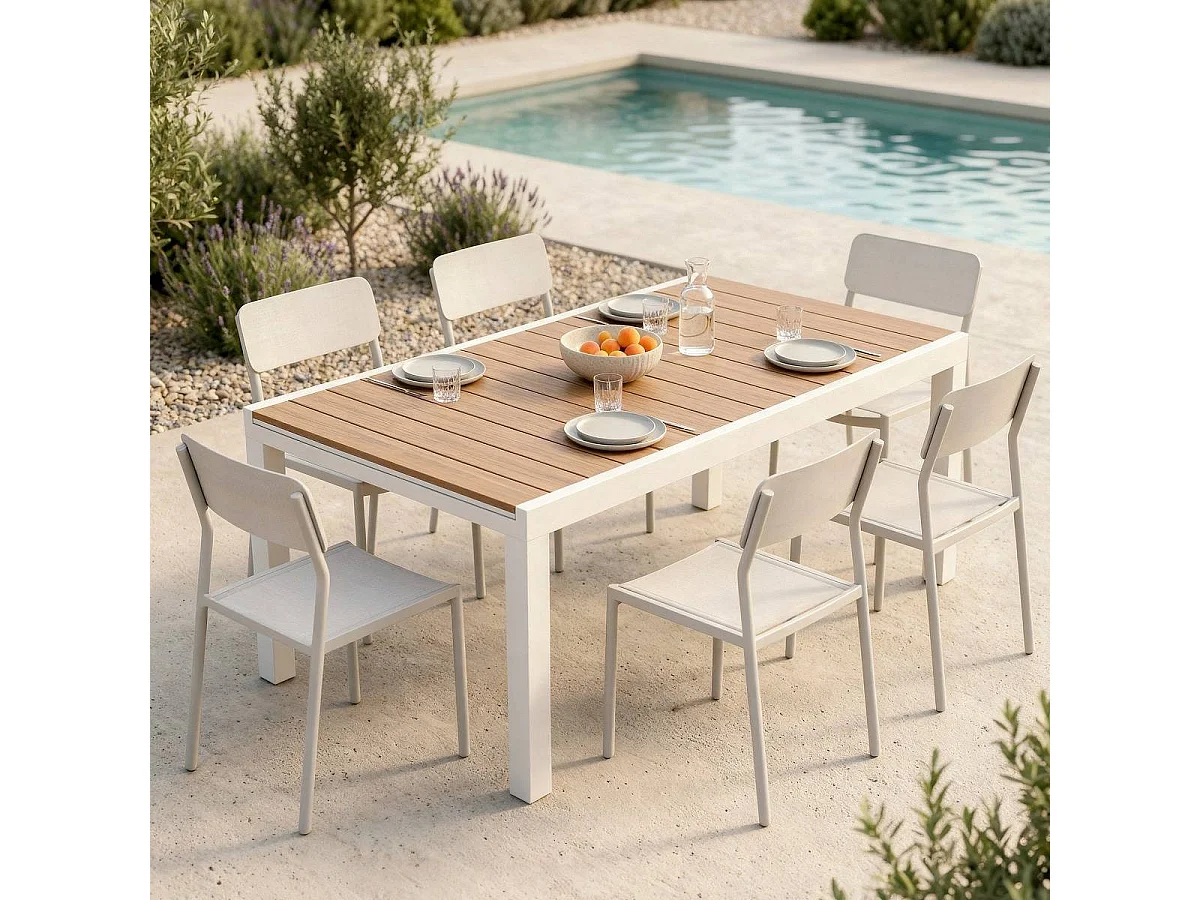 Mesa de jardín blanco en aluminio Ayden