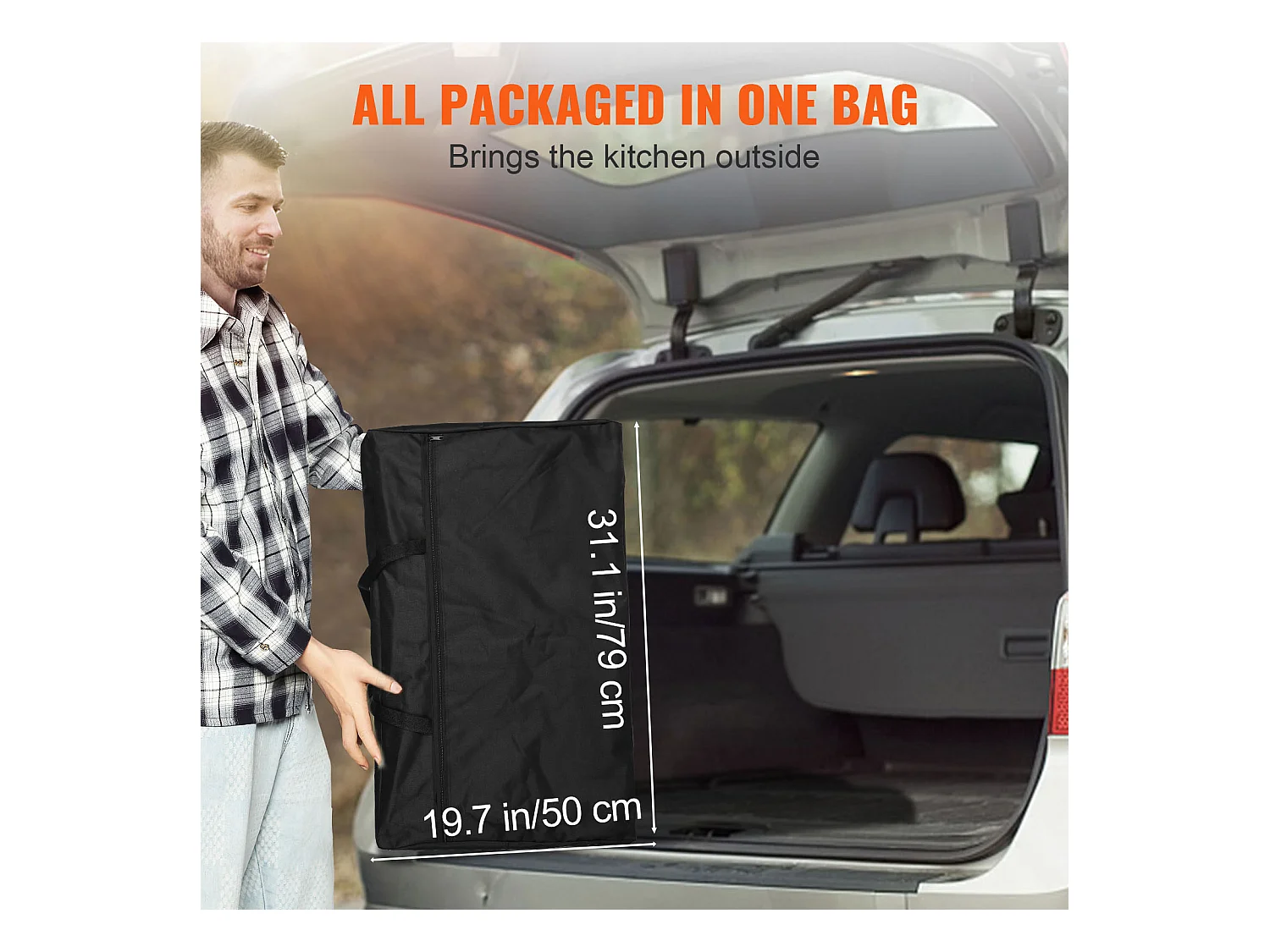 Table de Cuisine de Camping Portable SucceBuy, Table de Jardin, Station de Barbecue Pliante avec Pare-Brise