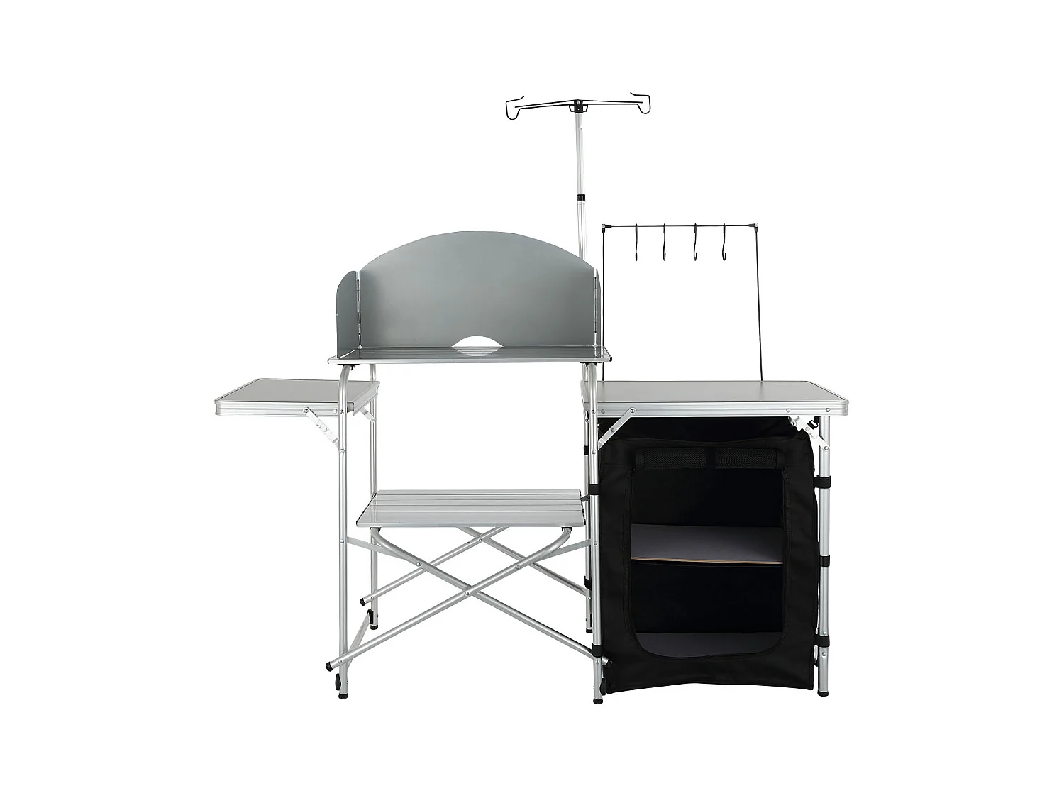 Table de Cuisine de Camping Portable SucceBuy, Table de Jardin, Station de Barbecue Pliante avec Pare-Brise