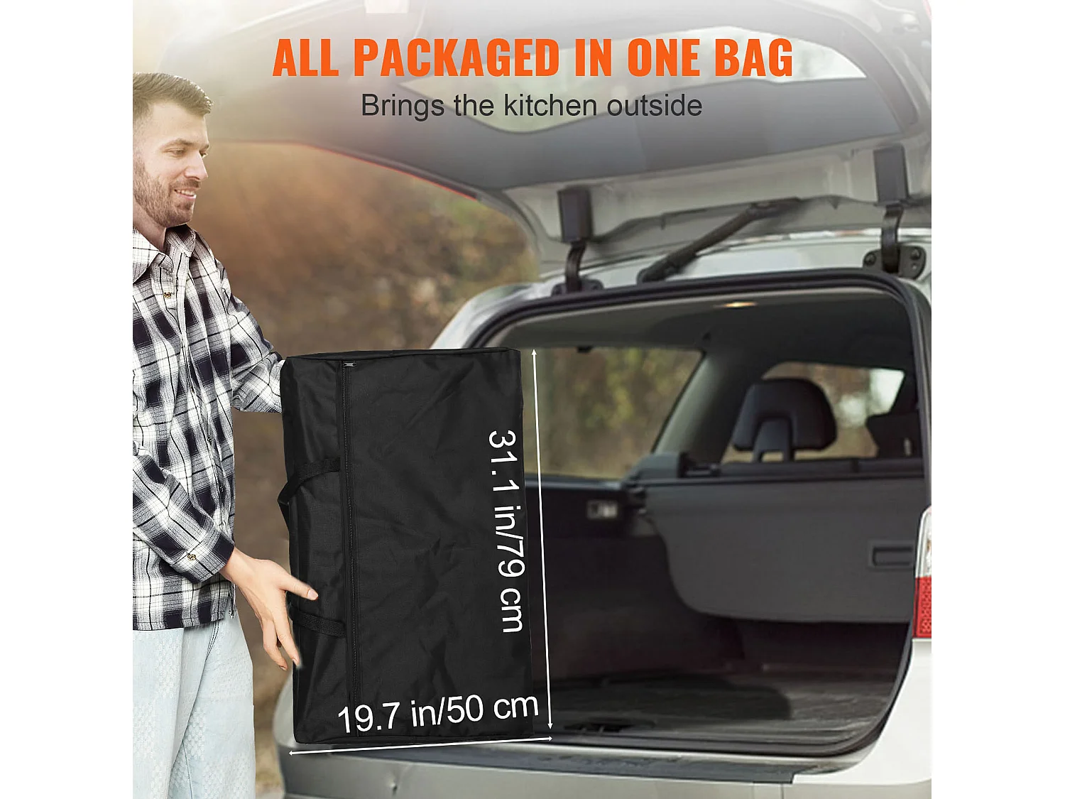 Table de Cuisine de Camping Portable SucceBuy, Table de Jardin, Station de Barbecue Pliante avec Pare-Brise