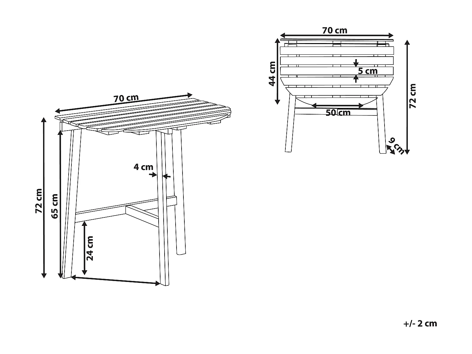 Mesa bistrô OSIGO 44 cm 70 cm Castanho