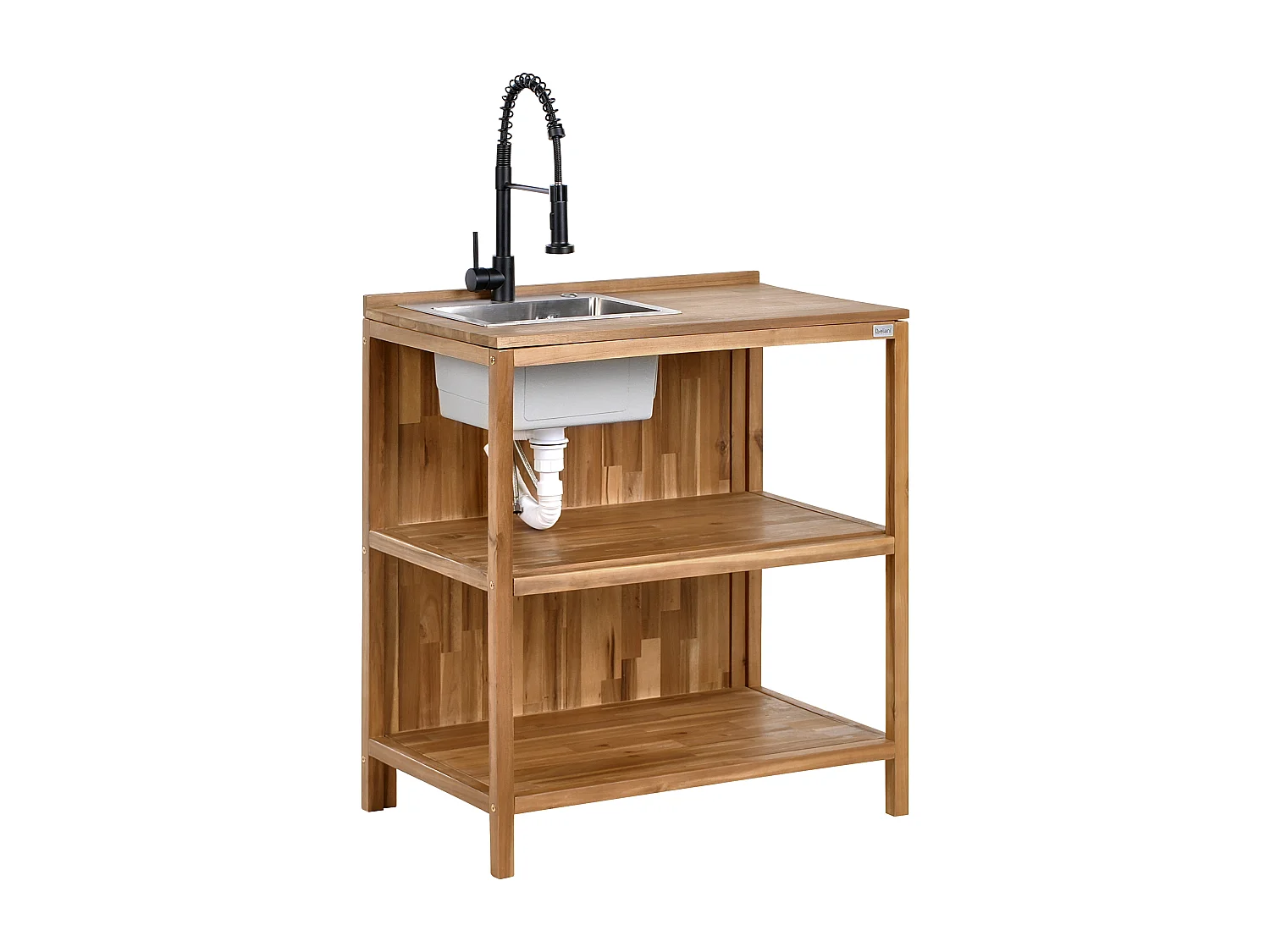 Isola per cucina esterna con lavello VENOSA Legno d'acacia Marrone