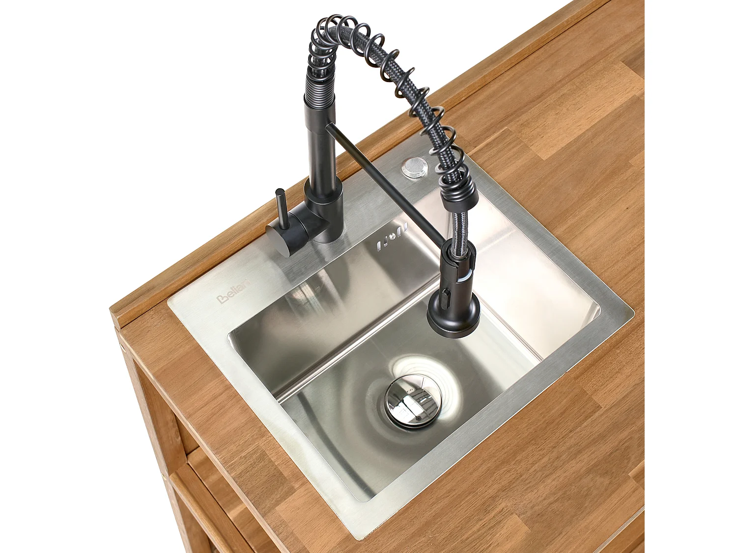 Isola per cucina esterna con lavello VENOSA Legno d'acacia Marrone