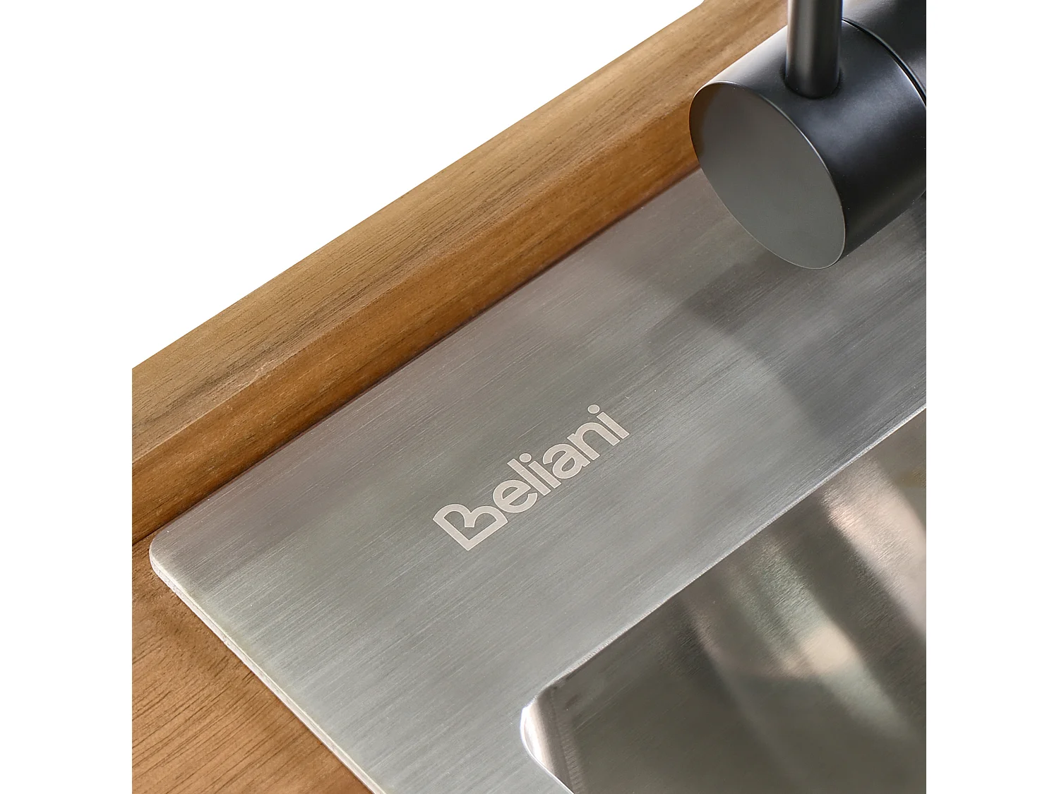 Isola per cucina esterna con lavello VENOSA Legno d'acacia Marrone