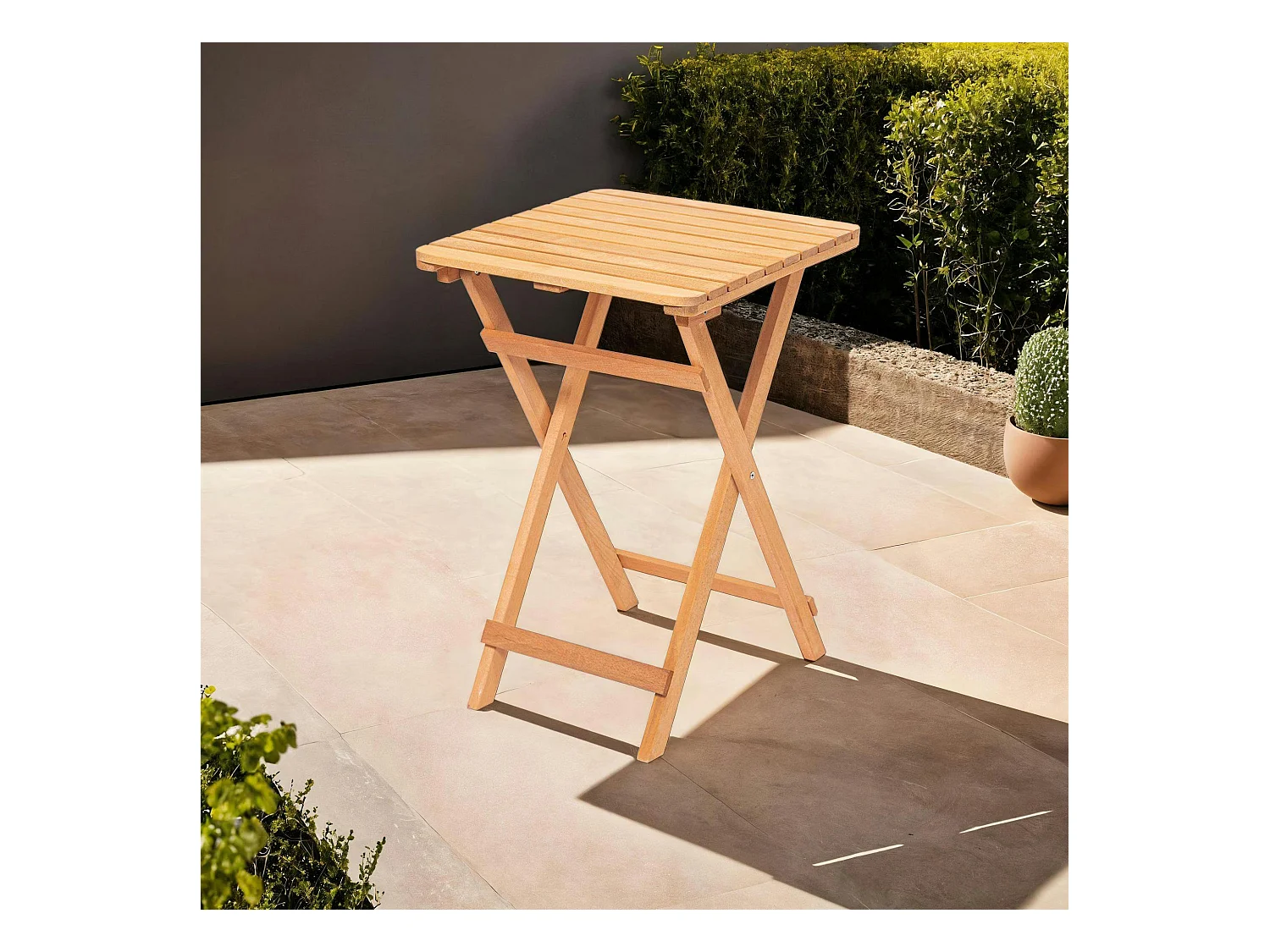 Petite table de jardin pliante en bois 50 cm SORA
