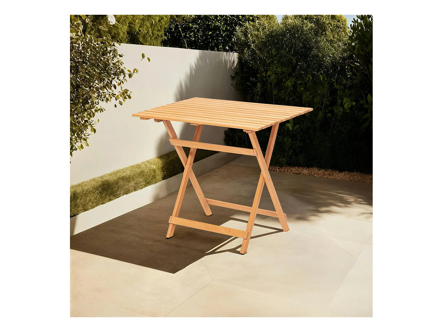 Petite table de jardin pliante en bois 80 cm SORA