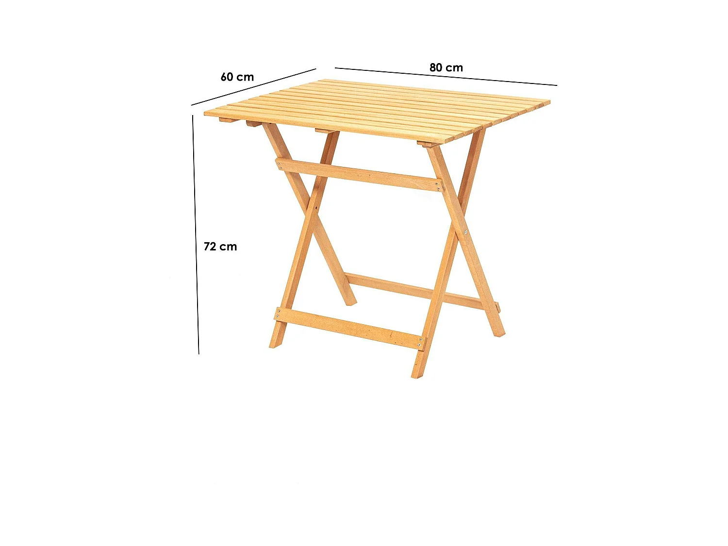 Petite table de jardin pliante en bois 80 cm SORA