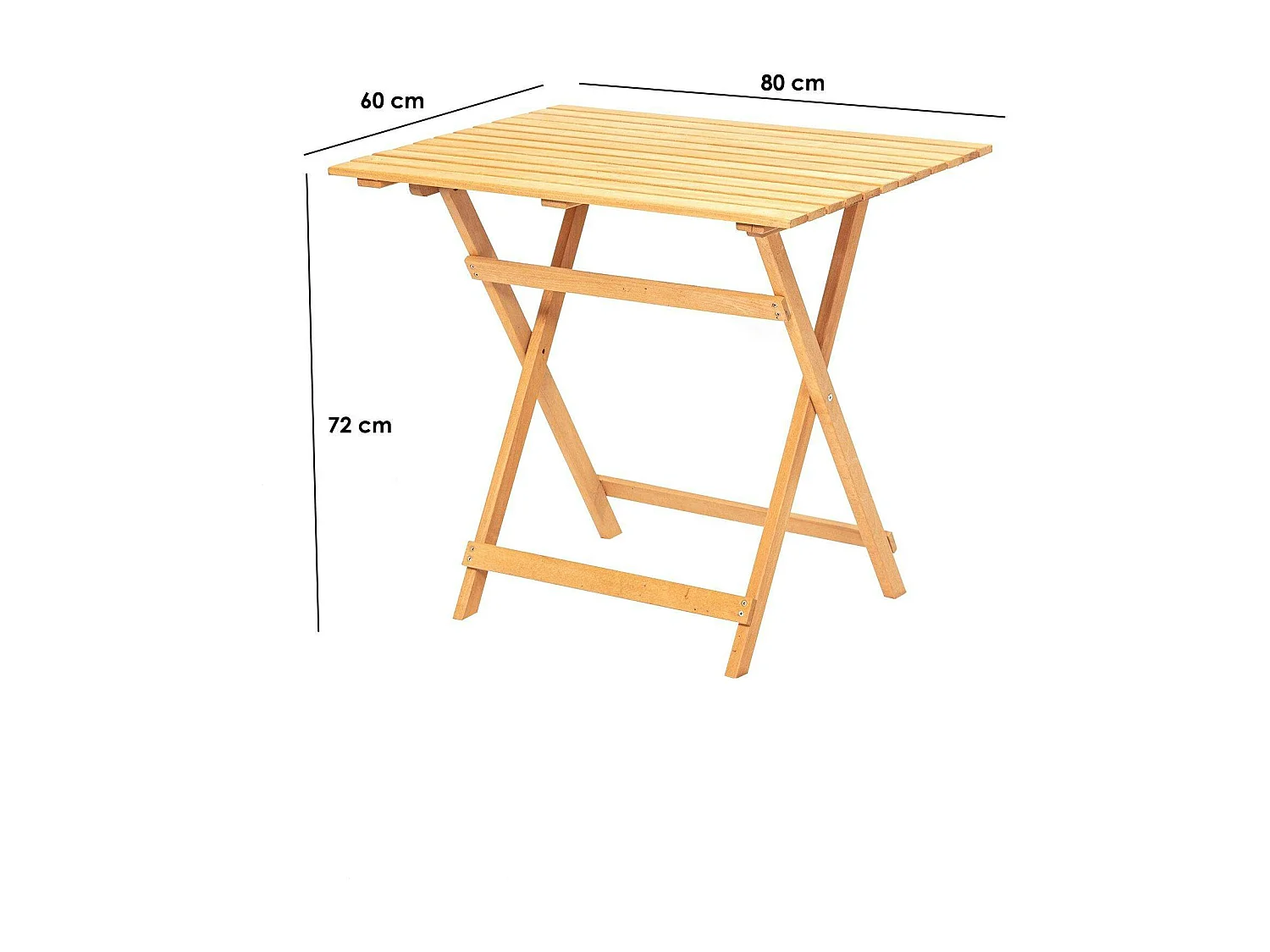 Petite table de jardin pliante en bois 80 cm SORA