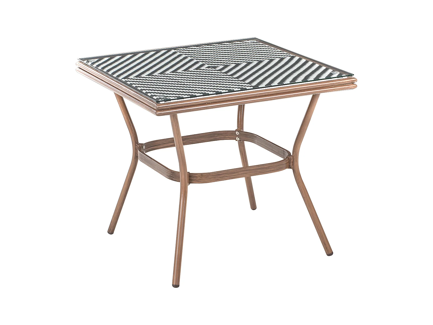 Table bistrot CASPRI 80 cm 80 cm Verre Noir/blanc