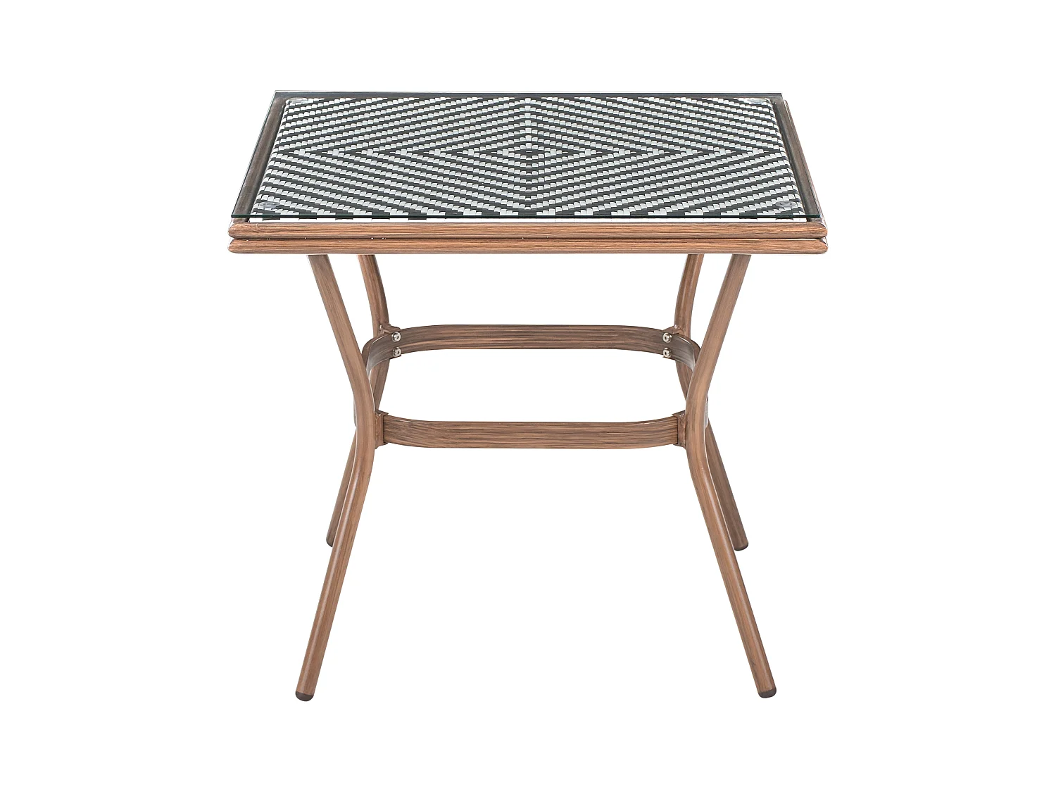 Table bistrot CASPRI 80 cm 80 cm Verre Noir/blanc