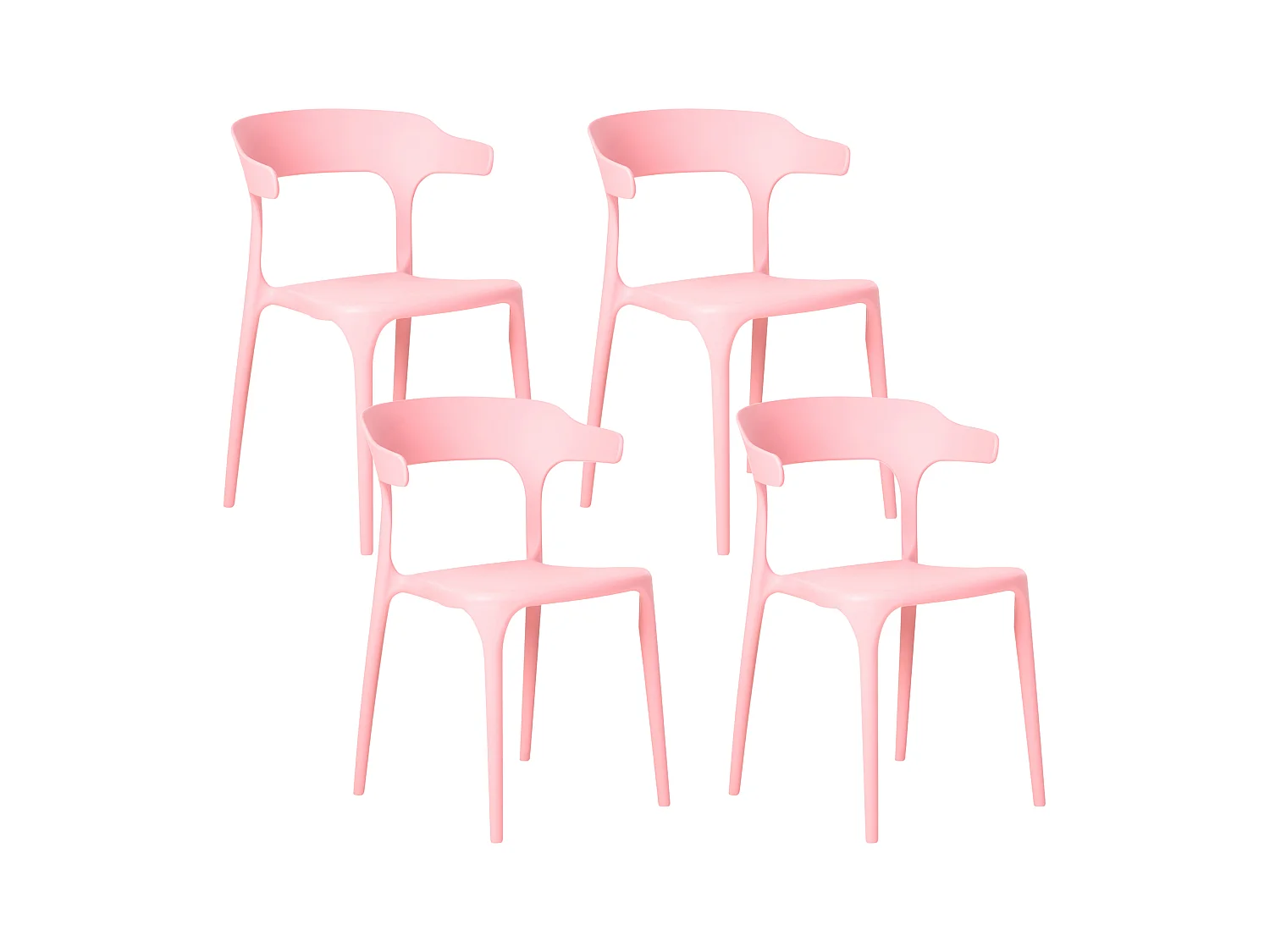 Indoor und Outdoor Stuhl 4er Set Kunststoff rosa stapelbar Skandi modern Gubbio