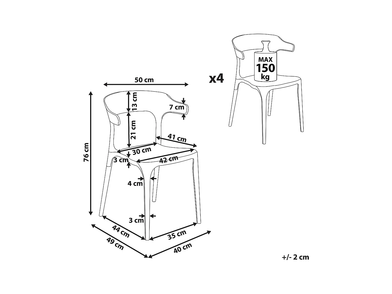 Indoor und Outdoor Stuhl 4er Set Kunststoff rosa stapelbar Skandi modern Gubbio
