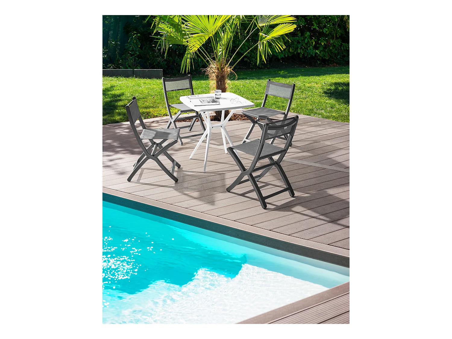 Lot de 4 chaises de jardin TALCA Gris foncé